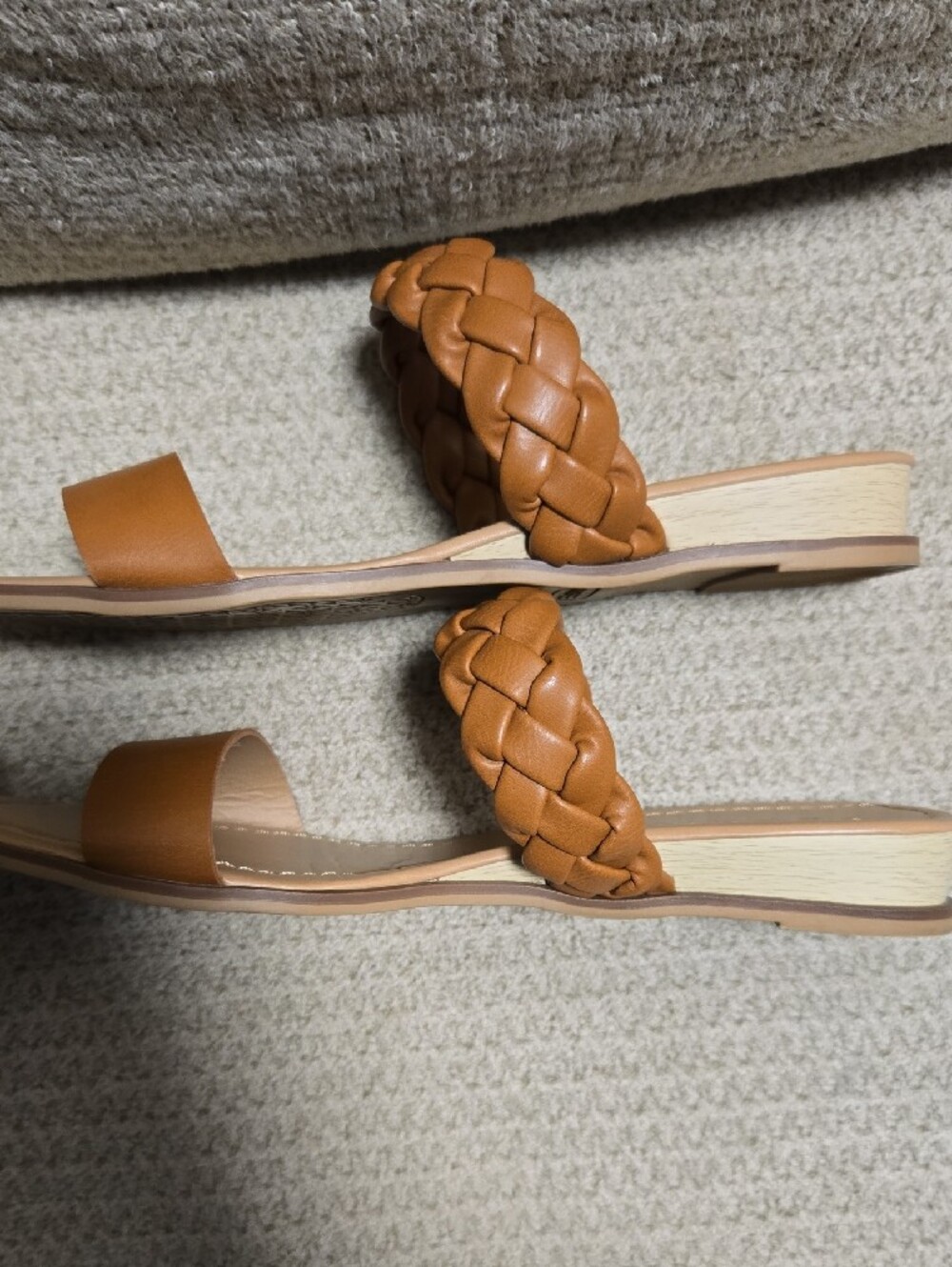 Esprit Winsley Tan Braided & Smooth Dual-Strap Slide Sandals Size 8 - Picture 4 of 5